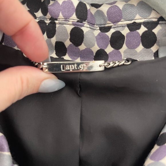 Apt. 9 Purple, Black and White Polka Dot Trench Coat - Picture 2 of 6